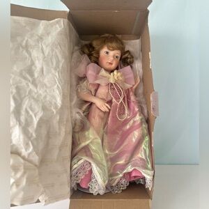 Porcelain Doll in Pink and Gold Dress The Ashton Drake Galleries In Box